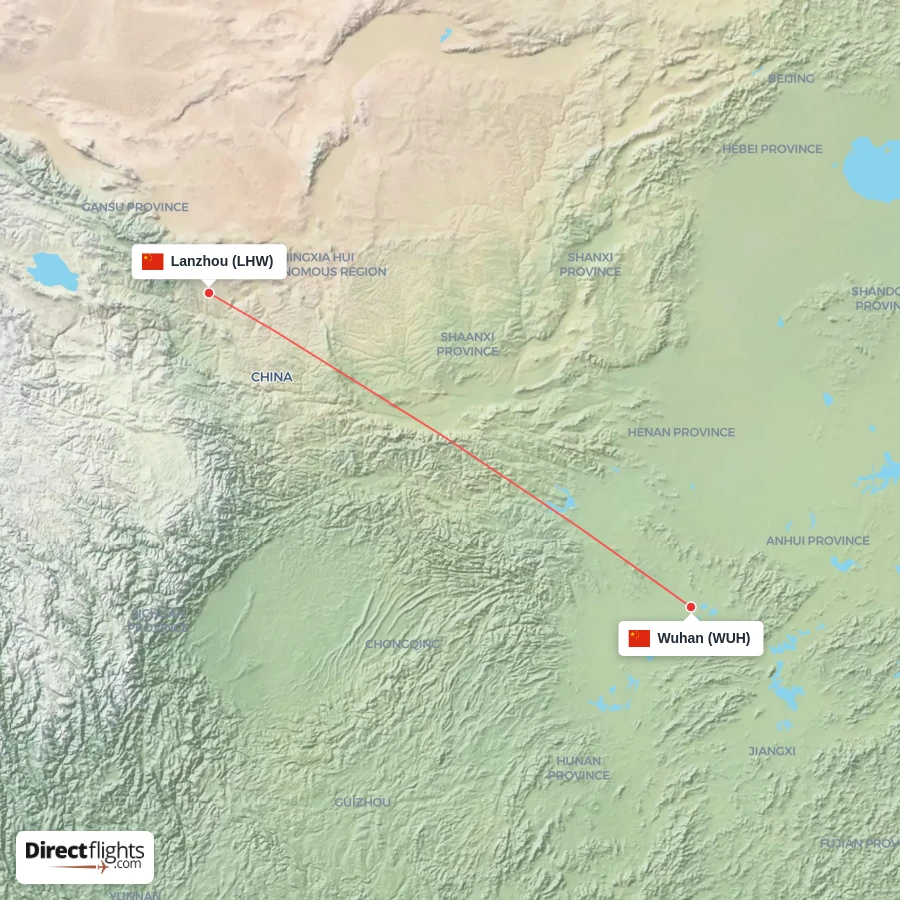 WUH - LHW route map