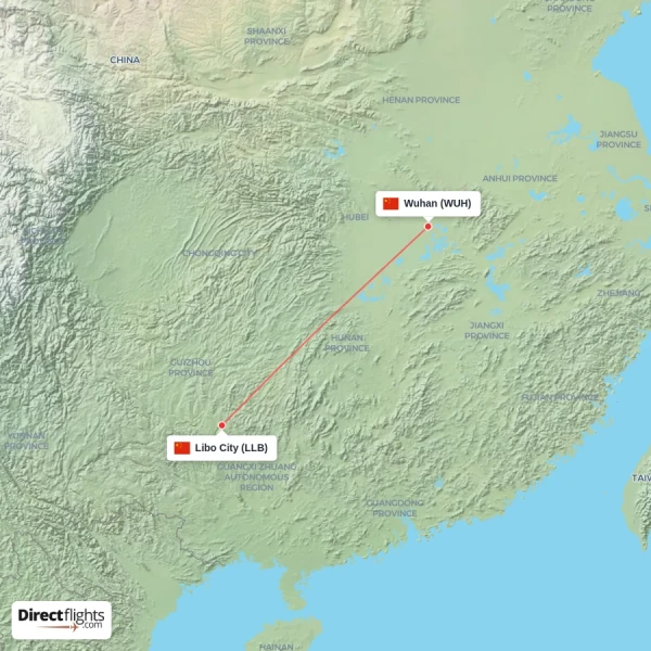 Wuhan - Libo City direct flight map