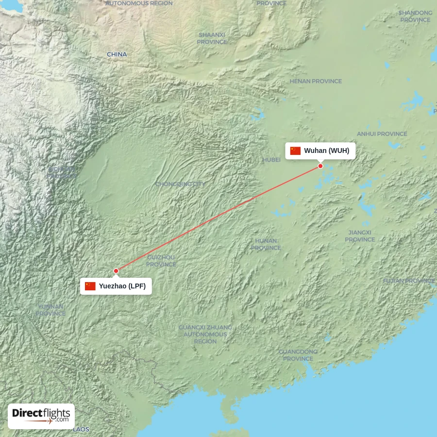 WUH - LPF route map