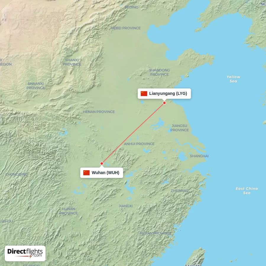 WUH - LYG route map