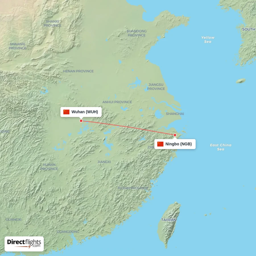 WUH - NGB route map