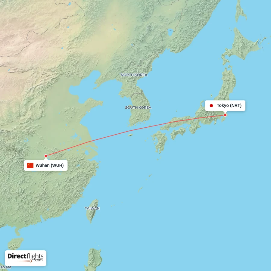 WUH - NRT route map