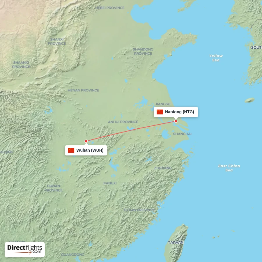WUH - NTG route map