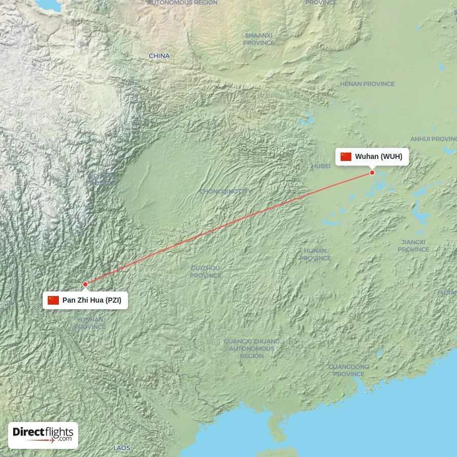 WUH - PZI route map