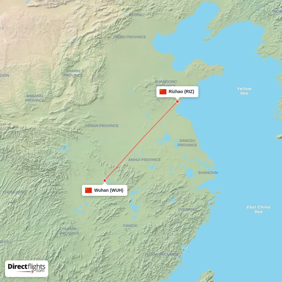 WUH - RIZ route map