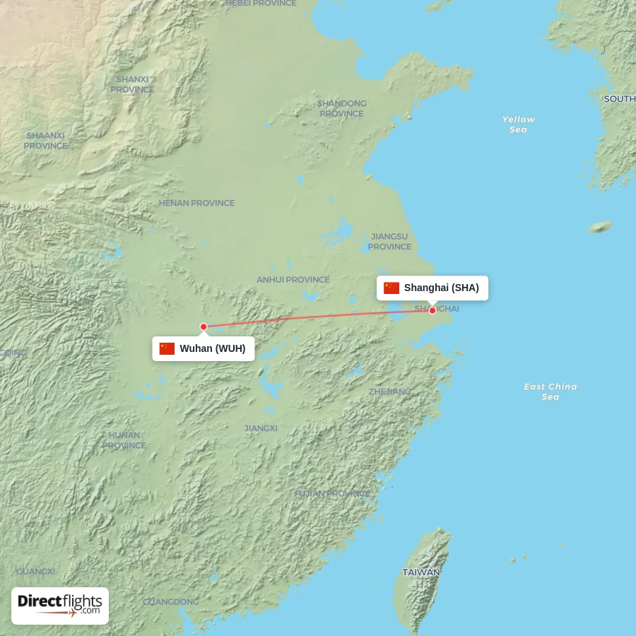 WUH - SHA route map