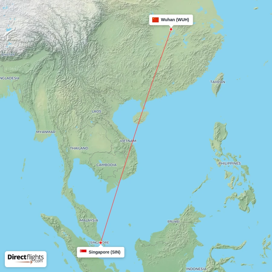 WUH - SIN route map
