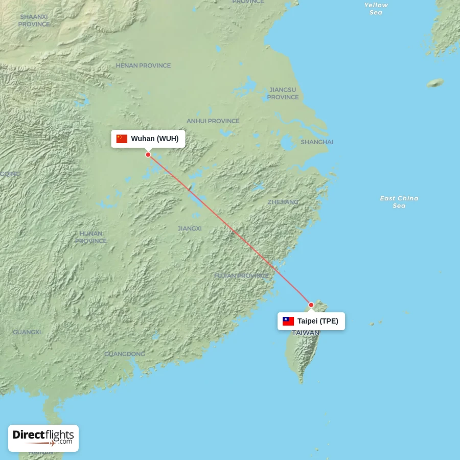 WUH - TPE route map