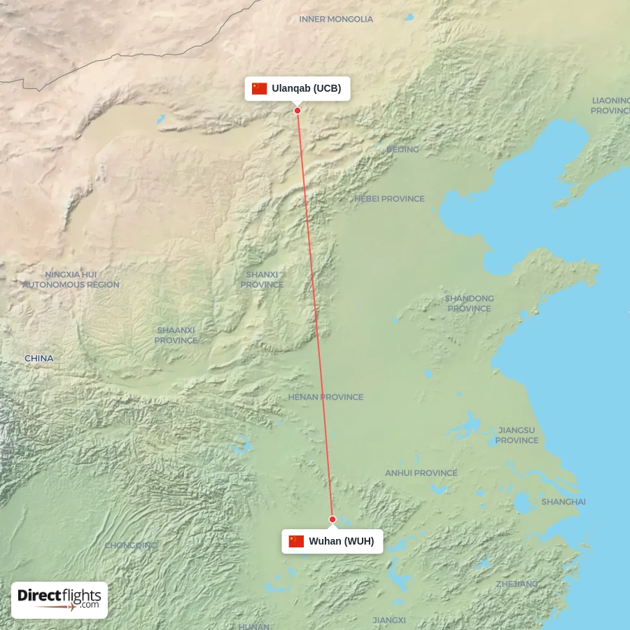 WUH - UCB route map