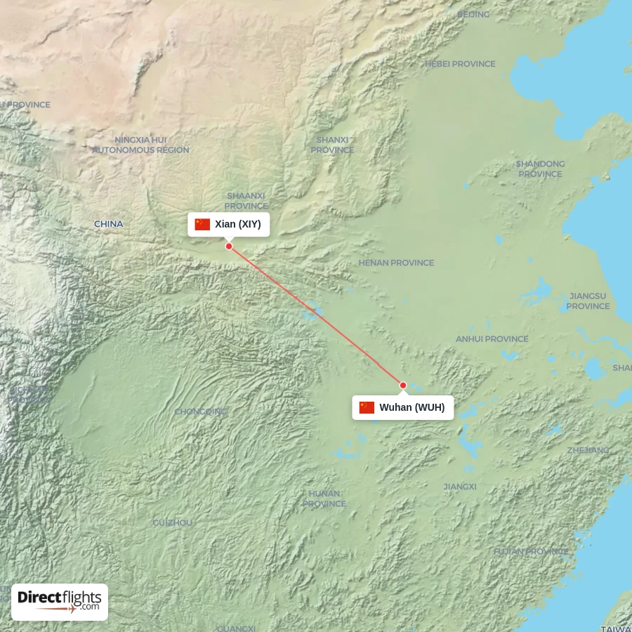 WUH - XIY route map