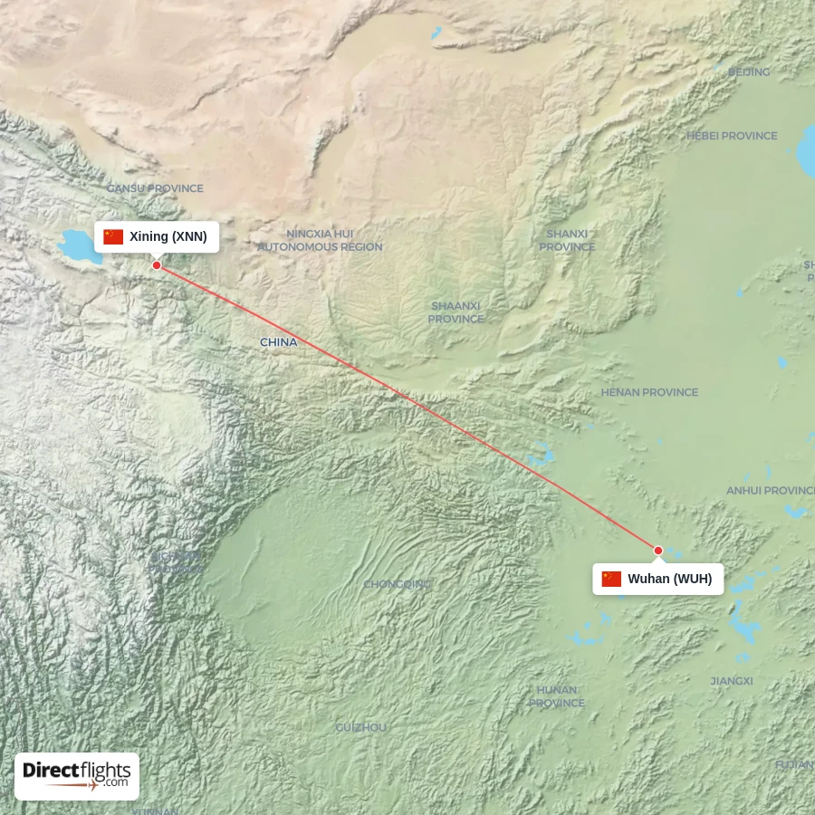 WUH - XNN route map