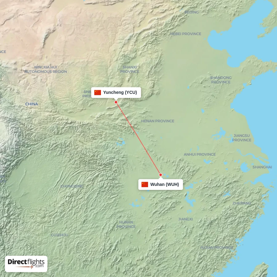 WUH - YCU route map