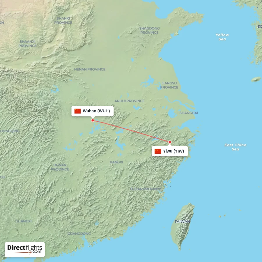 WUH - YIW route map