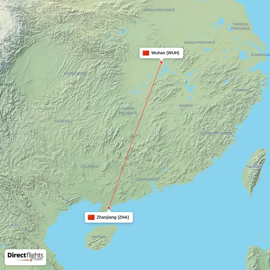 WUH - ZHA route map