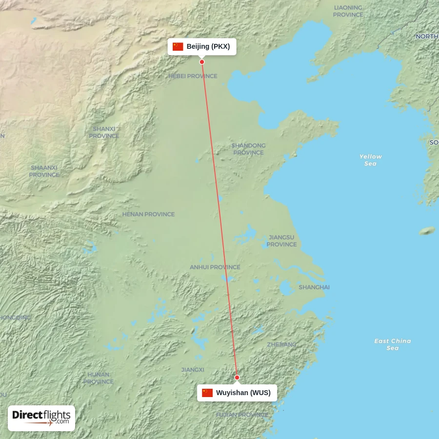 WUS - PKX route map