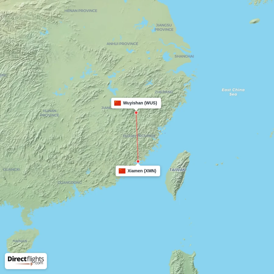 WUS - XMN route map