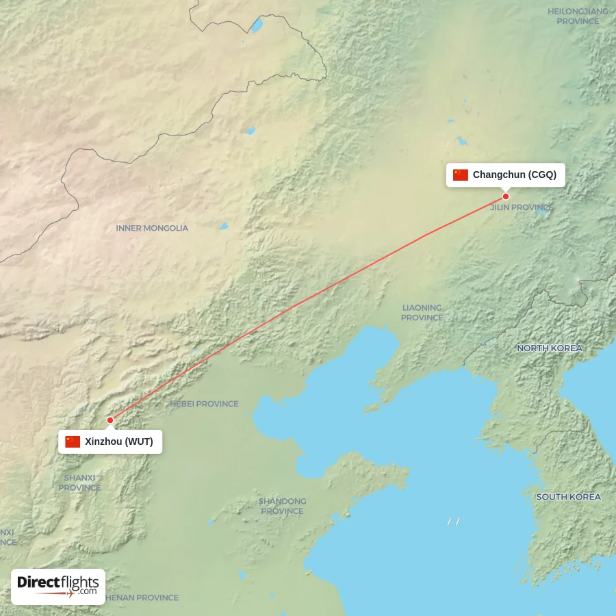 WUT - CGQ route map
