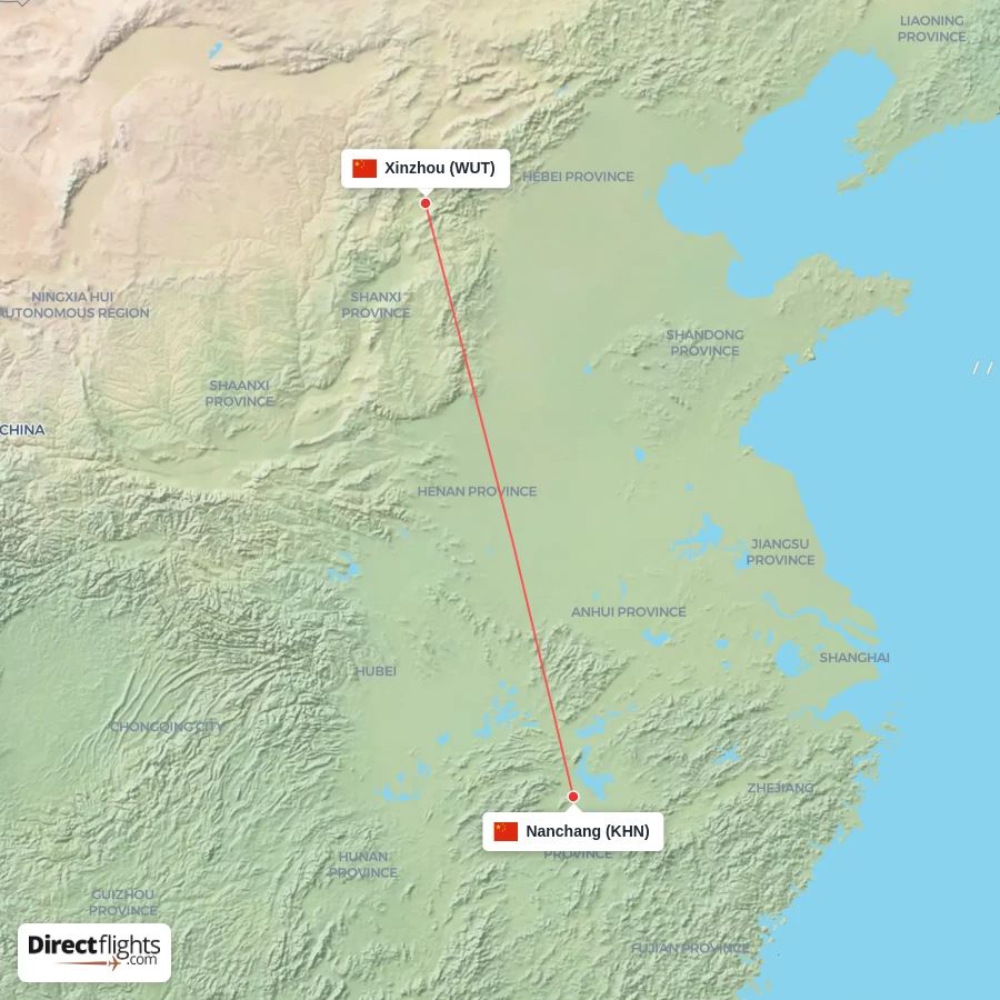 WUT - KHN route map