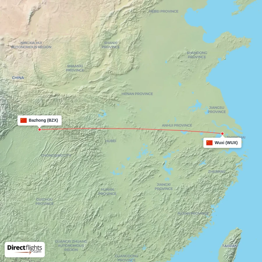 WUX - BZX route map