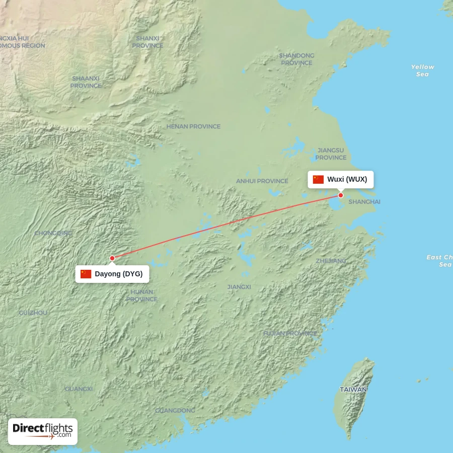 WUX - DYG route map
