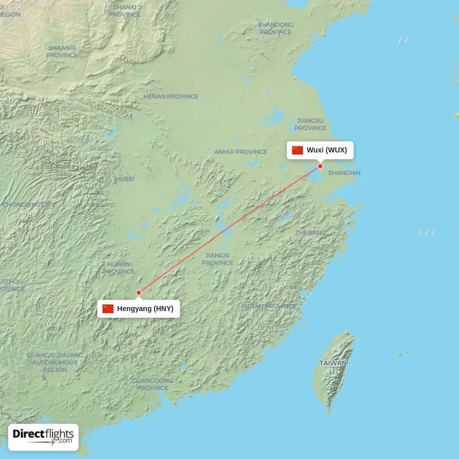 WUX - HNY route map