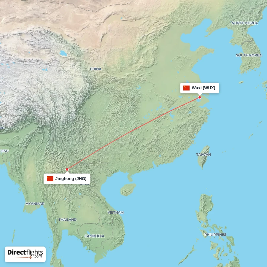 WUX - JHG route map