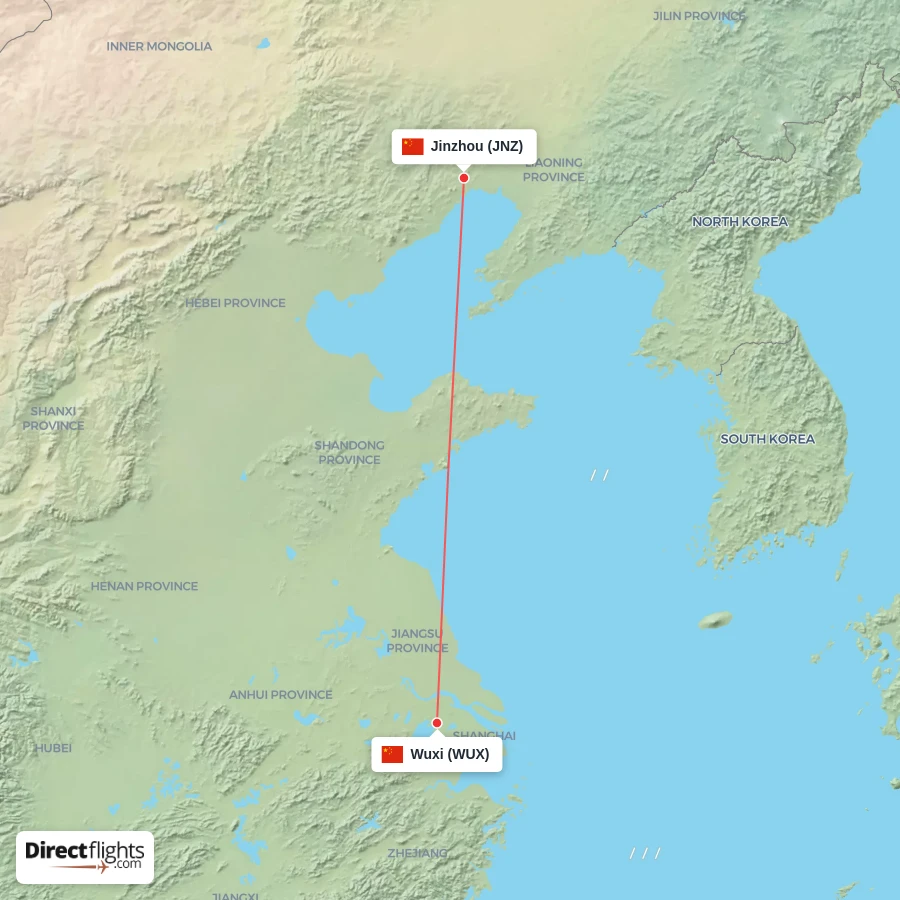 WUX - JNZ route map