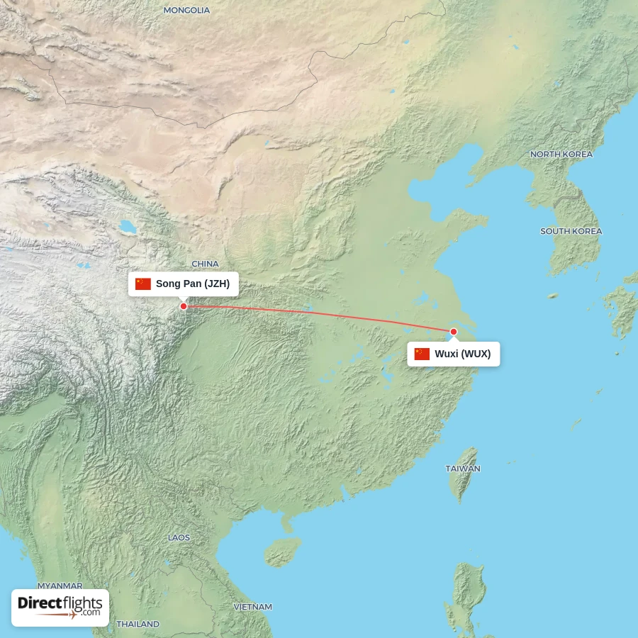 WUX - JZH route map