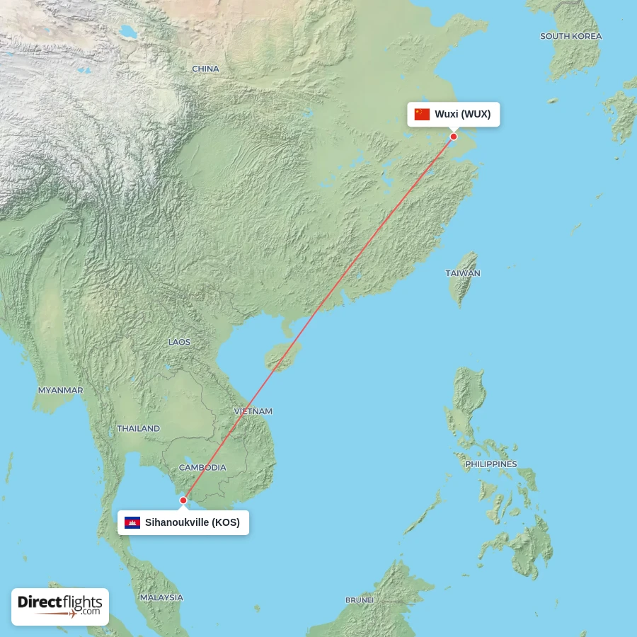 WUX - KOS route map