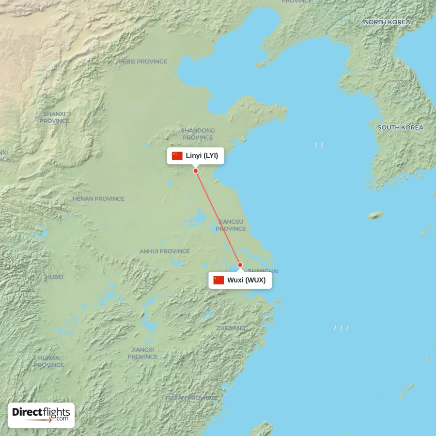 WUX - LYI route map