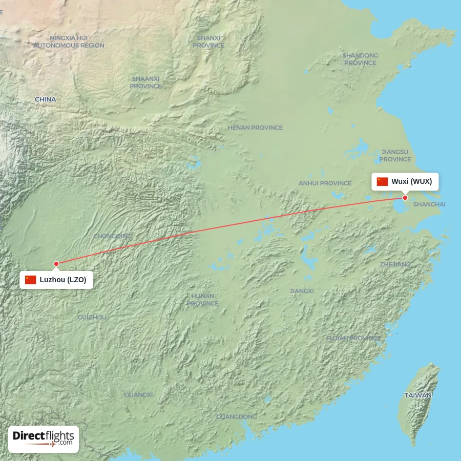 WUX - LZO route map