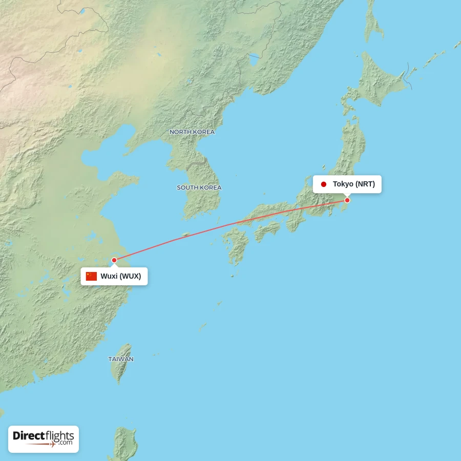 WUX - NRT route map