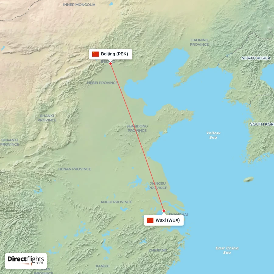 WUX - PEK route map
