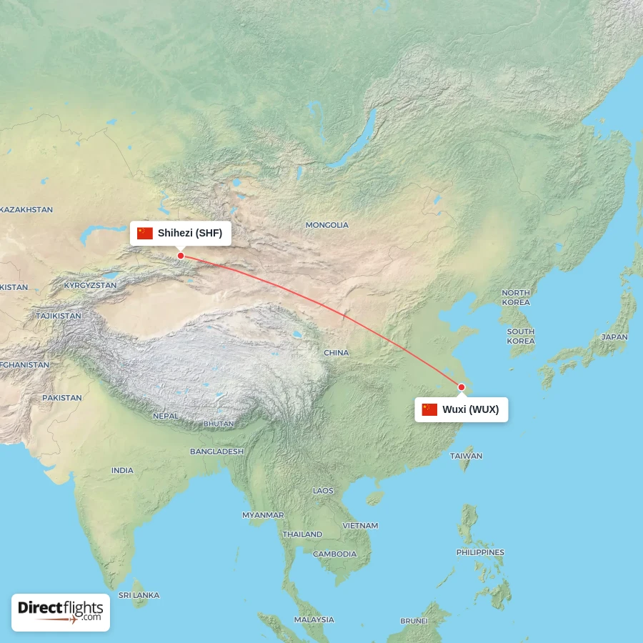 WUX - SHF route map