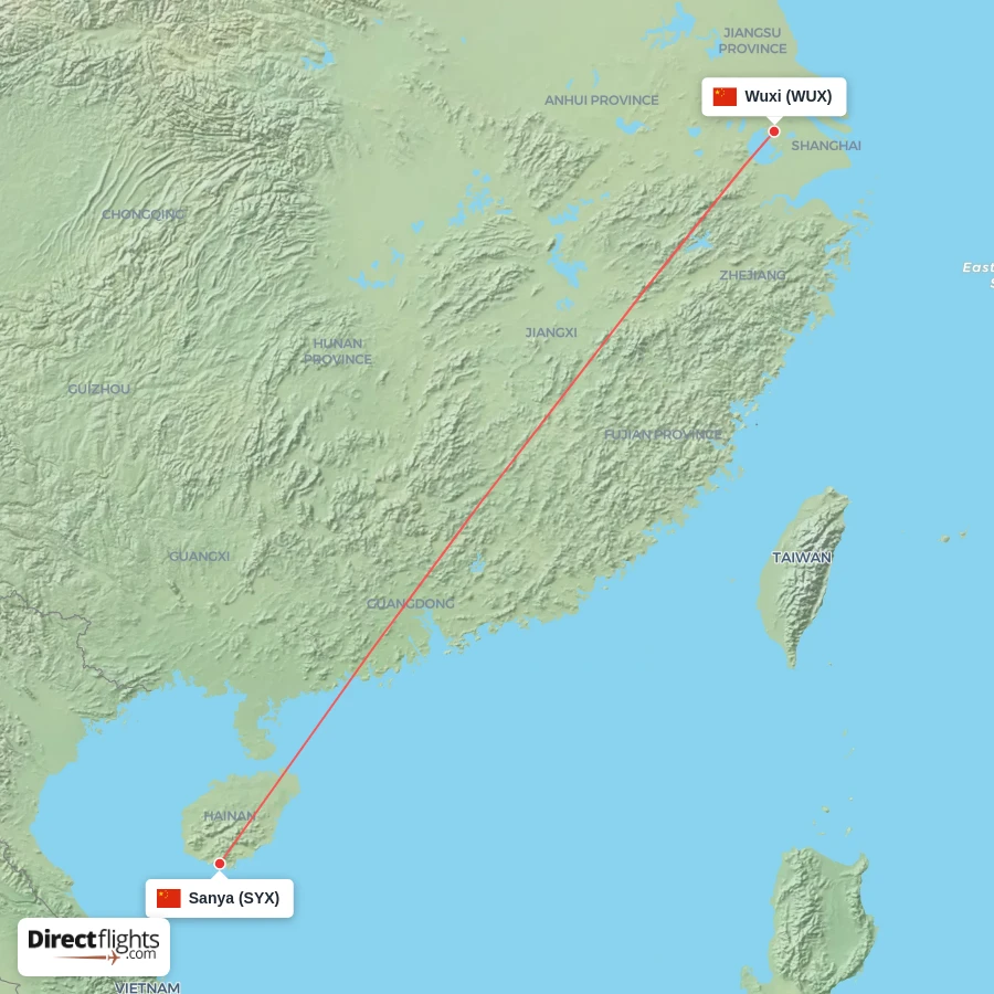 WUX - SYX route map