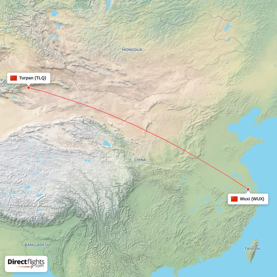 WUX - TLQ route map