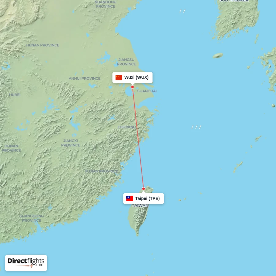 WUX - TPE route map