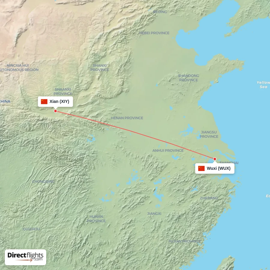 WUX - XIY route map