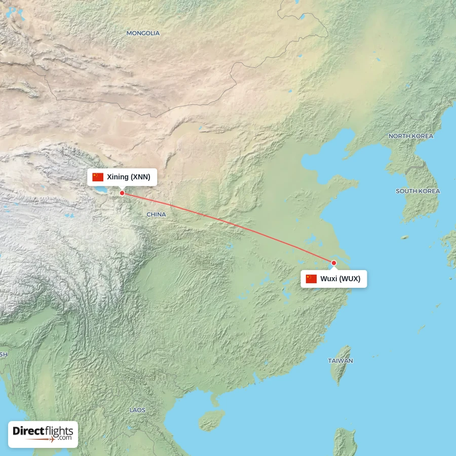 WUX - XNN route map