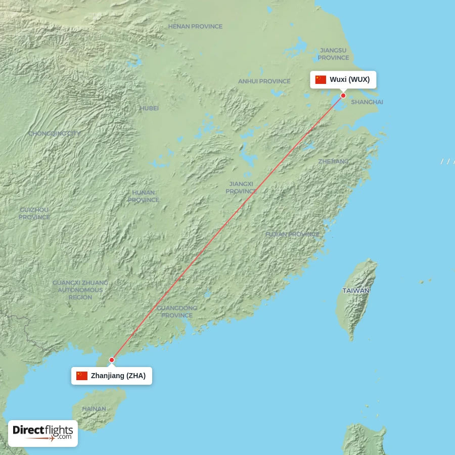 WUX - ZHA route map