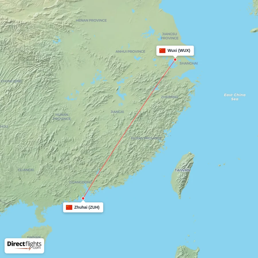 WUX - ZUH route map