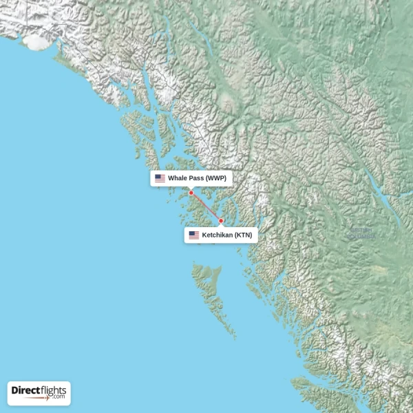 Whale Pass - Ketchikan direct flight map
