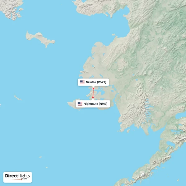 Newtok - Nightmute direct flight map