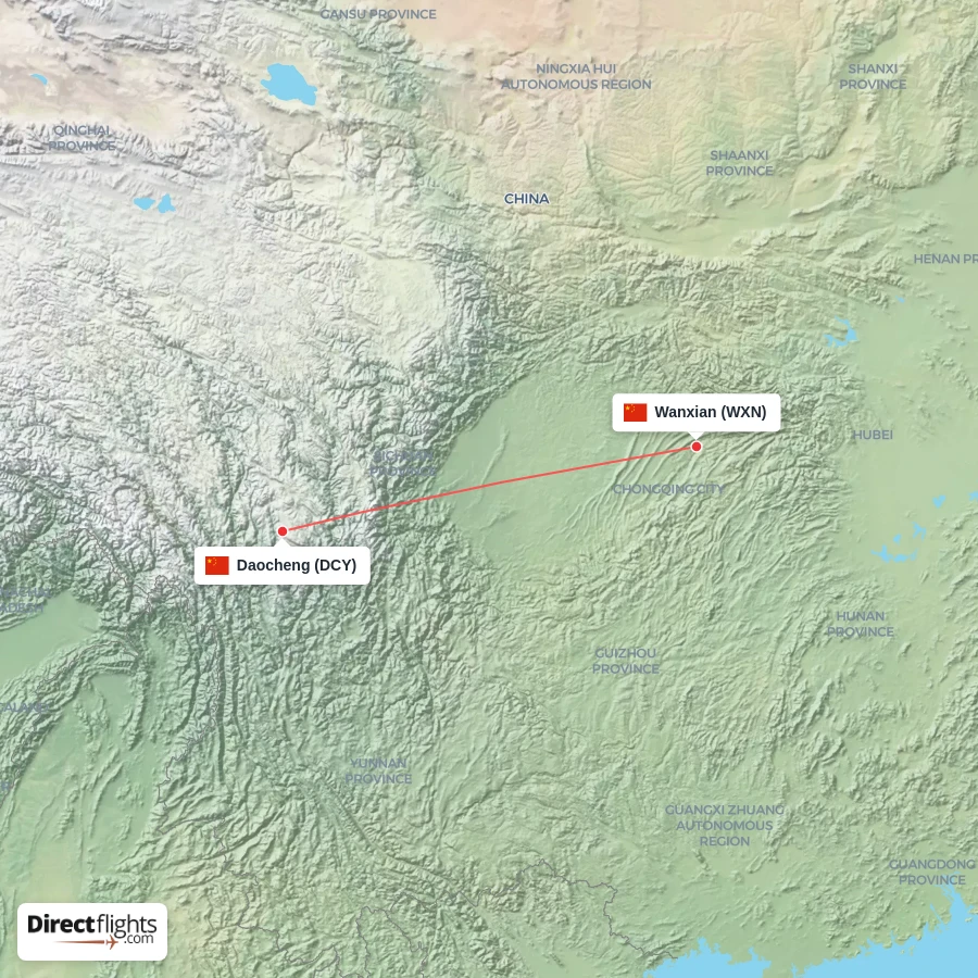 WXN - DCY route map