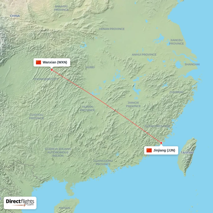 WXN - JJN route map