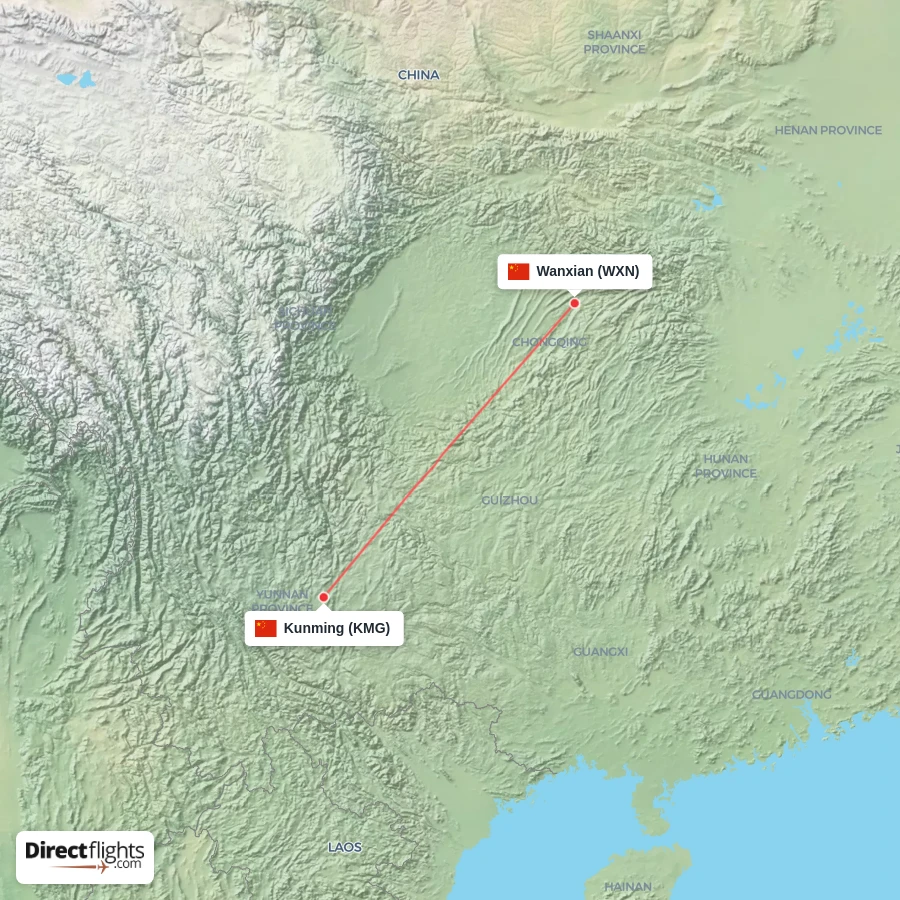 WXN - KMG route map