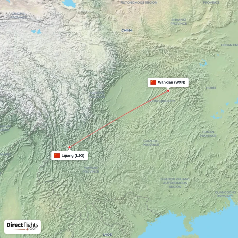 WXN - LJG route map