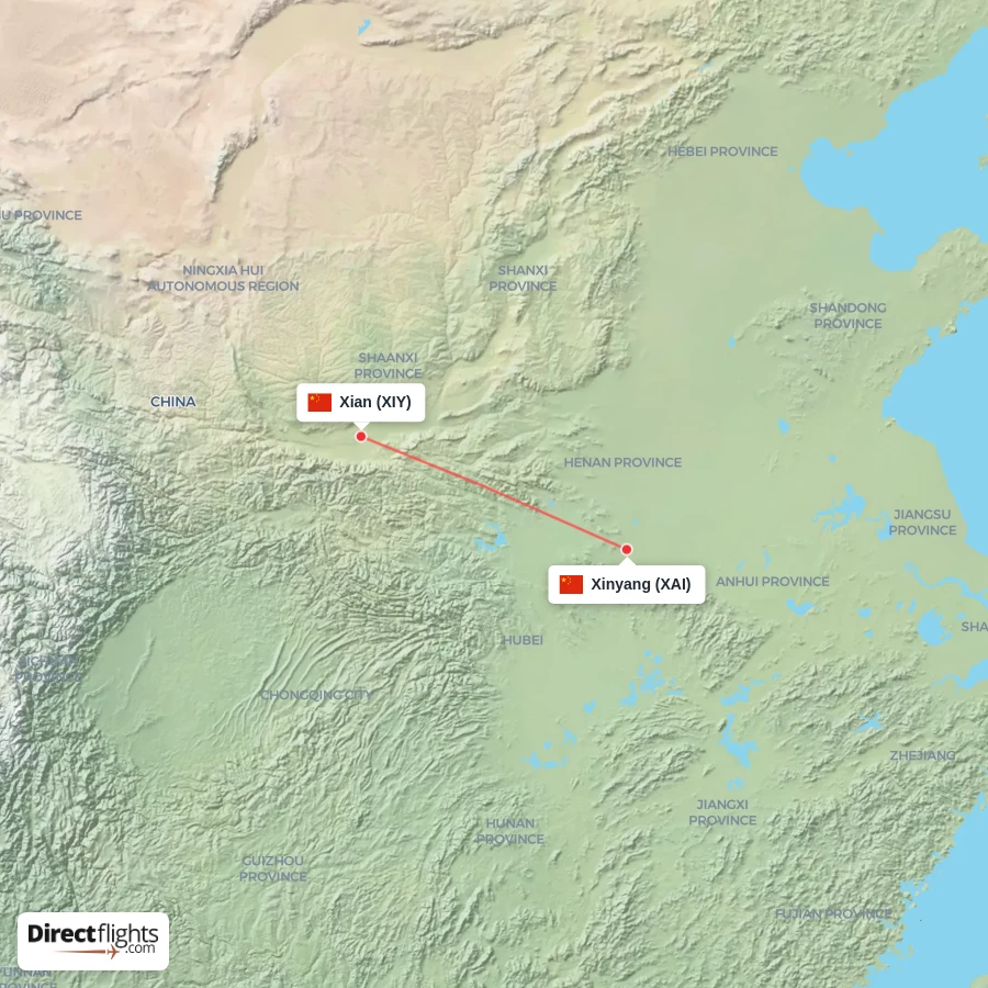 XAI - XIY route map