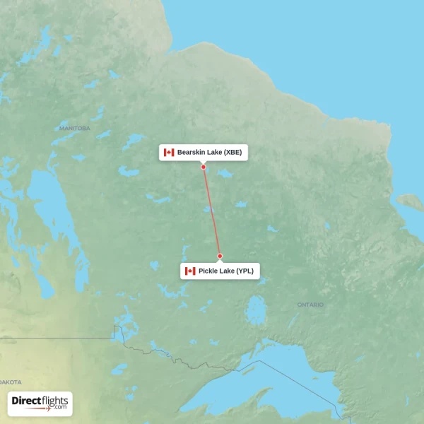 Bearskin Lake - Pickle Lake direct flight map