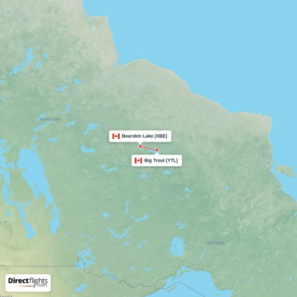 Bearskin Lake - Big Trout direct flight map